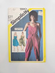 5590 SIMPLICITY 1982 ESPRIT JUMPSUIT LENGTHS, SUNDRESS, SASH PATTERN 12 or 10 Choice UNCUT